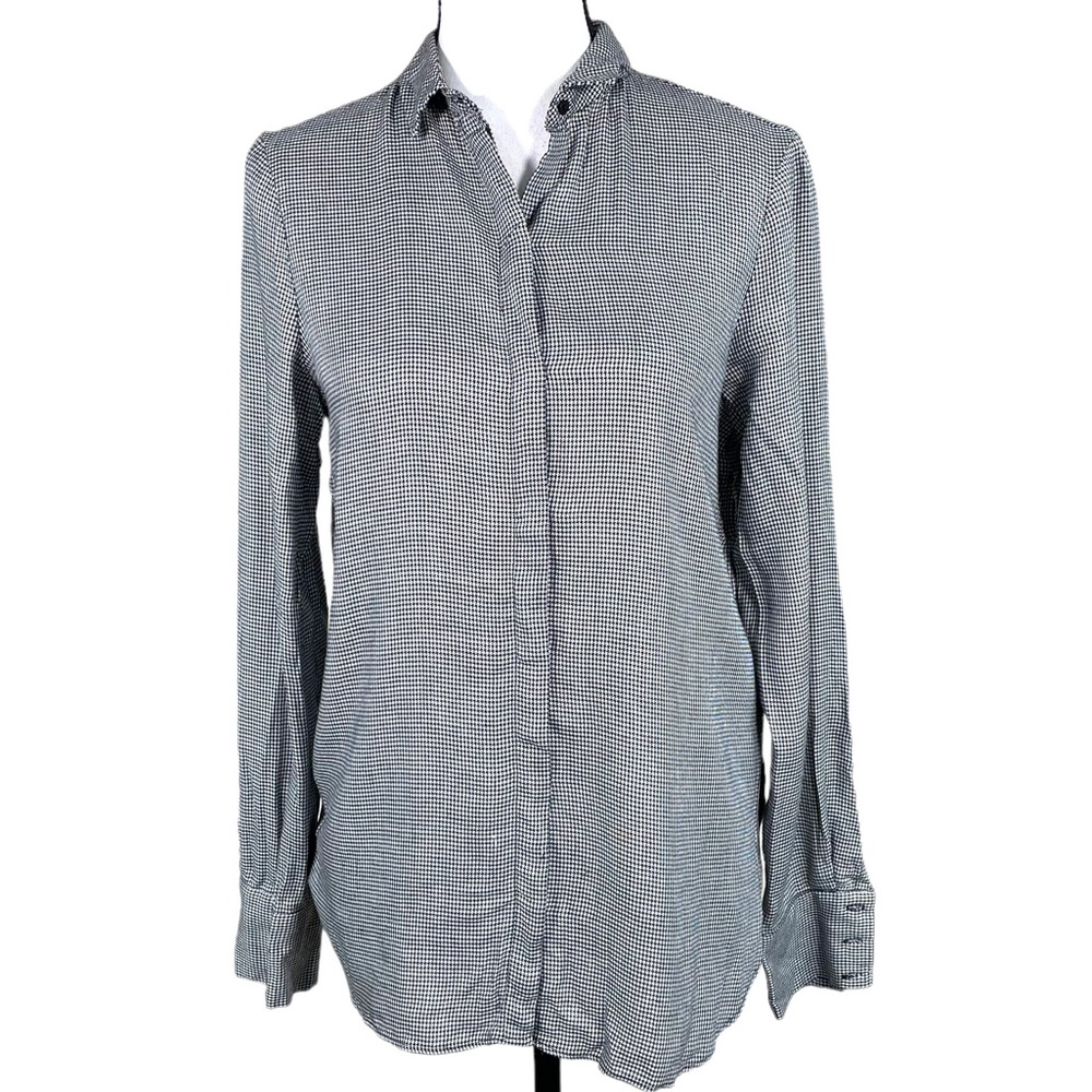 Zara Trafaluc Black Houndstooths Button Down Shirt